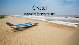  Presentation with fishing boat - PPT layouts featuring tea ginger man cookie and and red spoon on plywood background background and a coral colored foreground