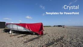  Presentation with boat - Amazing slides having boat-on-the-beach backdrop and a teal colored foreground