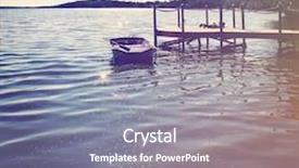  Presentation with lake dock - Theme having boat on the lake by the dock in summer background and a gray colored foreground