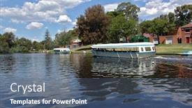  Presentation with boat river - Cool new presentation design with boat on the river backdrop and a ocean colored foreground