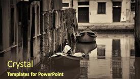  Presentation with venice - Colorful PPT theme enhanced with boat-park-in-venice-alley backdrop and a tawny brown colored foreground