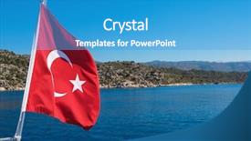  Presentation with ancient ship sea - Slide deck featuring boat patriot - sea near ruins background and a teal colored foreground