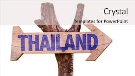  Presentation with thailand - Presentation consisting of boat patriot - thailand wooden sign isolated background and a lemonade colored foreground