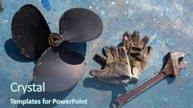  Presentation with ship propeller - Presentation design featuring boat propeller improvement tools background and a ocean colored foreground