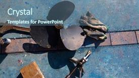  Presentation with ship propeller - Audience pleasing presentation consisting of boat propeller improvement tools backdrop and a ocean colored foreground