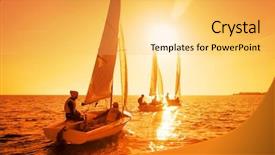  Presentation with sunset sailing - Beautiful presentation design featuring boat race - beautiful view of sailing yachts backdrop and a yellow colored foreground