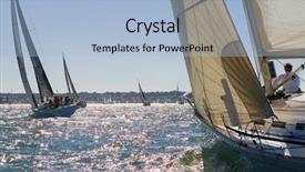 Presentation with racing - Cool new slides with boat race - group of yachts racing backdrop and a light blue colored foreground