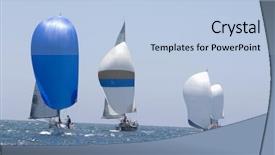  Presentation with calm - Theme having boat race - overview of sailboats racing background and a light blue colored foreground