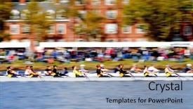  Presentation with race - Slide set consisting of boat race - regatta background and a light blue colored foreground