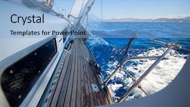  Presentation with sailing - Beautiful slide set featuring boat race - sailing regatta backdrop and a light blue colored foreground