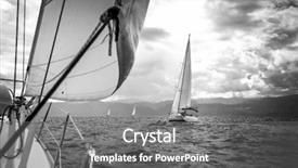  Presentation with black sea - Presentation theme consisting of boat race - sailing yachts in the sea background and a gray colored foreground