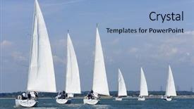  Presentation with aircraft six sigma - Audience pleasing PPT theme consisting of boat race - six fully crewed yachts backdrop and a light blue colored foreground
