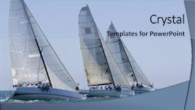  Presentation with sailing - Cool new presentation theme with boat race - view of three yachts compete backdrop and a light blue colored foreground