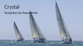  Presentation with sailing - Presentation design with white and gray rabbit on a green grass background and a forest green colored foreground