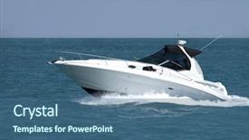  Presentation with speedboat - Theme consisting of boat race - white speedboat at the height background and a ocean colored foreground