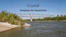  Presentation with boat river - Slide set with boat-ramp-and-truss-bridge and a light blue colored foreground