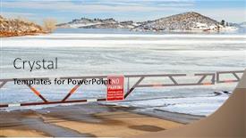  Presentation with rocky mountains - Beautiful slide set featuring boat-ramp-closed-for-winter backdrop and a light gray colored foreground