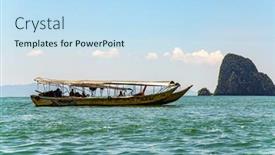  Presentation with james bond - Colorful presentation design enhanced with boat-ride-to-james-bond backdrop and a sky blue colored foreground