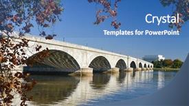  Presentation with memorial - Cool new presentation theme with washington dc memorial bridge backdrop and a teal colored foreground