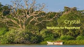  Presentation with safari - Slides with boat-safari-on-the-lake background and a tawny brown colored foreground