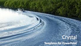 Presentation with boat river - Beautiful theme featuring boat ship wake prop wash backdrop and a teal colored foreground