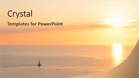 Presentation with boat - PPT theme with boat silhouette at sunset sea background and a lemonade colored foreground