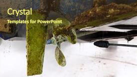  Presentation with ship propeller - Beautiful slide deck featuring boat stern hull and propeller backdrop and a tawny brown colored foreground