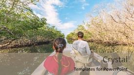  Presentation with wetlands - Amazing slide set having boat-tour-in-the-everglades backdrop and a coral colored foreground