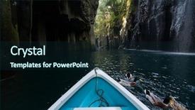  Presentation with travel and tourism - PPT layouts with boat travel in takachiho gorge background and a navy blue colored foreground