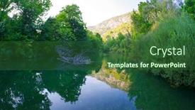  Presentation with boat river - PPT theme consisting of boat-trip-on-cetina-river background and a forest green colored foreground