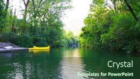 Presentation with boat river - Colorful PPT theme enhanced with boat-trip-on-cetina-river backdrop and a tawny brown colored foreground