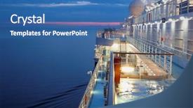  Presentation with ship - Colorful presentation enhanced with boat vessel - deck of multidecked ship backdrop and a ocean colored foreground