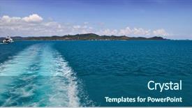  Presentation with ship boat and sea - PPT theme with boat wave in the sea background and a ocean colored foreground