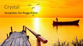  Presentation with fisherman - PPT theme having boat-with-a-fisherman background and a yellow colored foreground