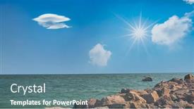  Presentation with divers - Presentation theme having boat-with-divers-in-orange background and a teal colored foreground