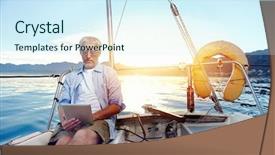  Presentation with sailing - Audience pleasing slides consisting of boat with modern technology backdrop and a cool aqua colored foreground