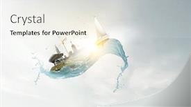  Presentation with sail - Beautiful presentation design featuring boat-with-white-sail-floating backdrop and a sky blue colored foreground