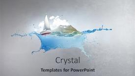  Presentation with sail - Beautiful theme featuring boat-with-white-sail-floating backdrop and a light gray colored foreground