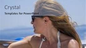  Presentation with sailing - Theme enhanced with boat-woman-happy-looking background and a light blue colored foreground