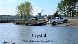  Presentation with boat river - Presentation design featuring boater pulling his boat background and a light blue colored foreground