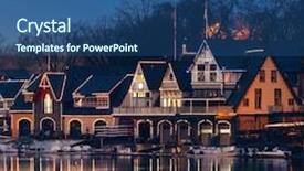  Presentation with philadelphia - Audience pleasing theme consisting of boathouse row in philadelphia as the famous historical landmark backdrop and a ocean colored foreground
