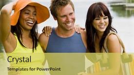  Presentation with lake - Slides featuring boating diversity - attractive friends hanging background and a yellow colored foreground