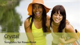  Presentation with get out - Presentation enhanced with boating diversity - attractive friends hanging background and a yellow colored foreground