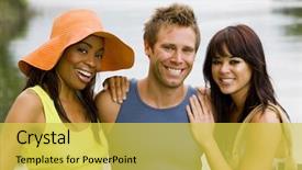  Presentation with lake - Theme with boating diversity - attractive friends hanging background and a yellow colored foreground