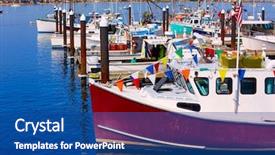  Presentation with boating - Colorful PPT theme enhanced with boating diversity - cape cod provincetown port backdrop and a ocean colored foreground