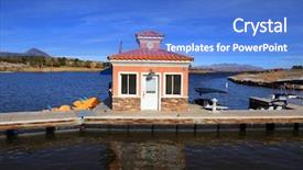  Presentation with lake dock - Presentation theme consisting of boating dock in lake mead background and a  colored foreground