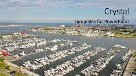  Presentation with atlantic city - Audience pleasing PPT theme consisting of boating marina in atlantic city backdrop and a light blue colored foreground