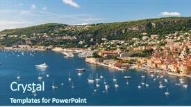  Presentation with aerial view of cape town - Beautiful presentation design featuring boats anchored at mediterranean sea backdrop and a ocean colored foreground
