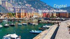  Presentation with boats - Colorful theme enhanced with boats-ancored-along-pier backdrop and a teal colored foreground