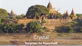  Presentation with myanmar bagan - PPT layouts having shwezigon - boats and pagoda in bagan background and a coral colored foreground
